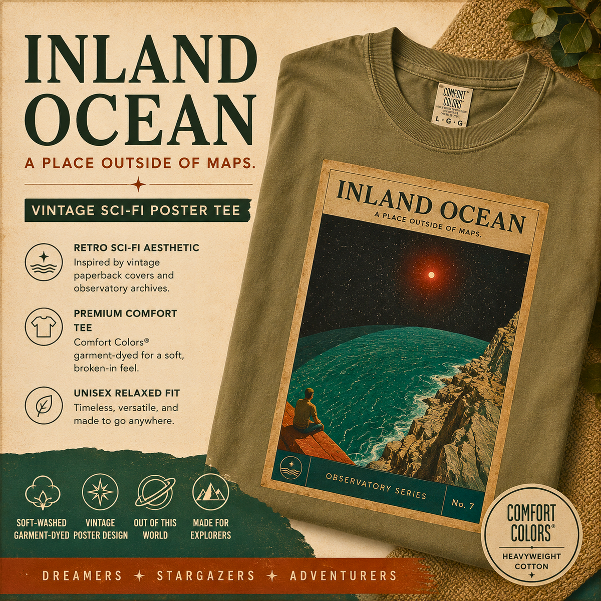 INLAND OCEAN Shirt, Vintage Sci Fi Poster Tee