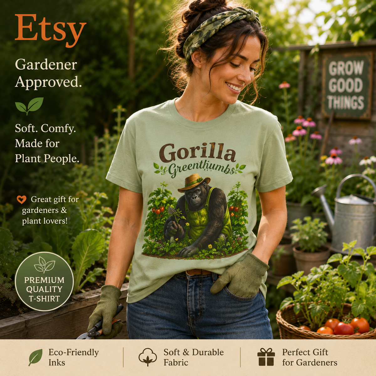 Gorilla Gardening Shirt, Funny Plant Lover Tee