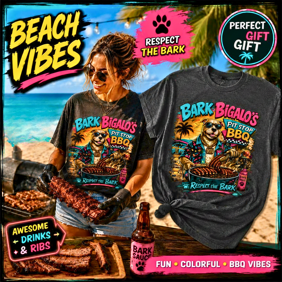 Bark Bigalos Pit Stop BBQ Shirt, Funny Pitbull BBQ Tee