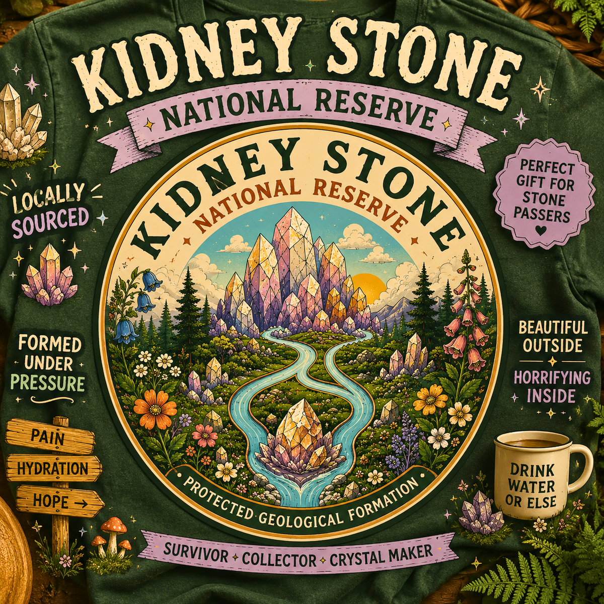Kidney Stone National Reserve Shirt, Cozy Cottagecore Fantasy Tee