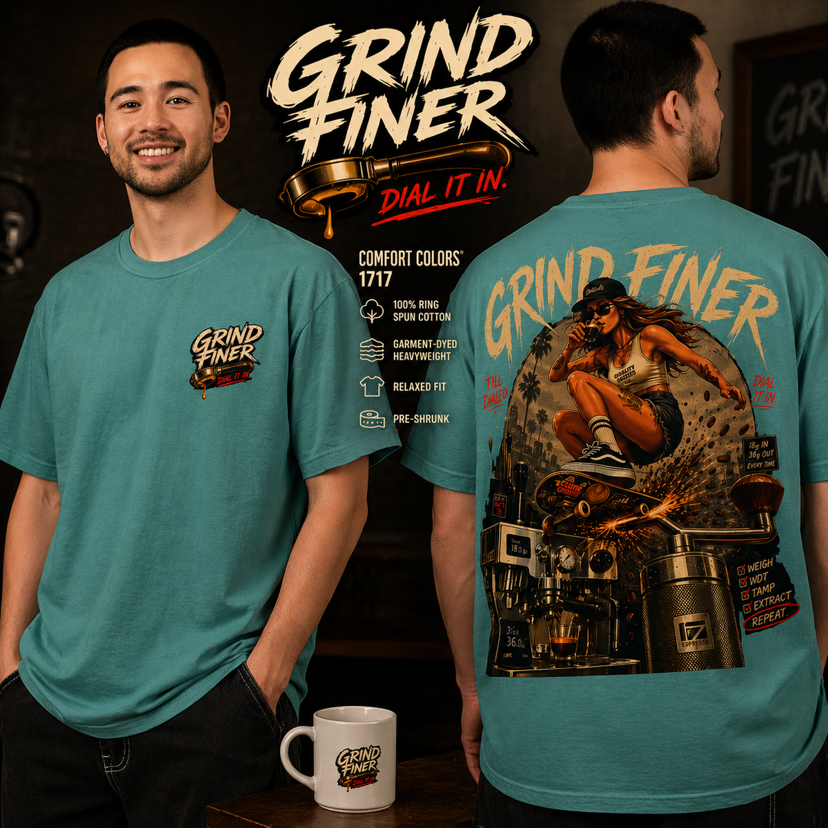GRIND FINER Shirt, Espresso Nerd Tee