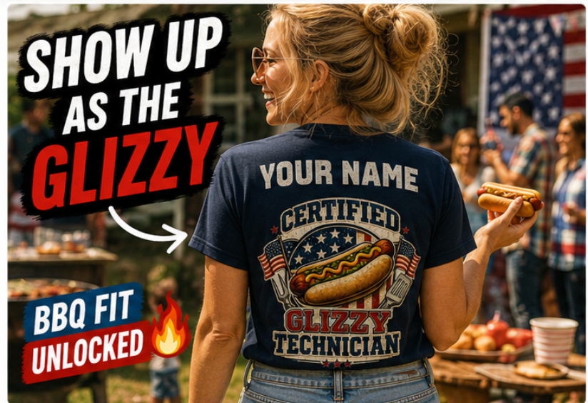 Certified Glizzy Technician Shirt, Funny 4th of July Shirt, Patriotic Hot Dog Tee, BBQ Shirt, Summer Cookout Graphic Tee