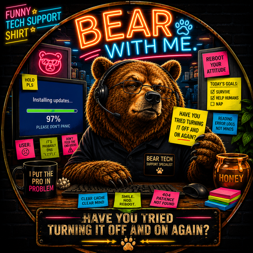 Bear With Me Shirt, Funny IT Support Tee