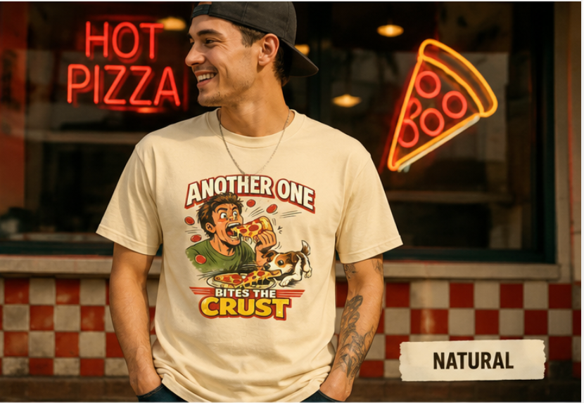 Another One Bites The Crust Shirt, Funny Pizza Dog Tee, Retro Pizza Lover Gift, Funny Dog Owner Shirt, Vintage Comic Graphic Tee