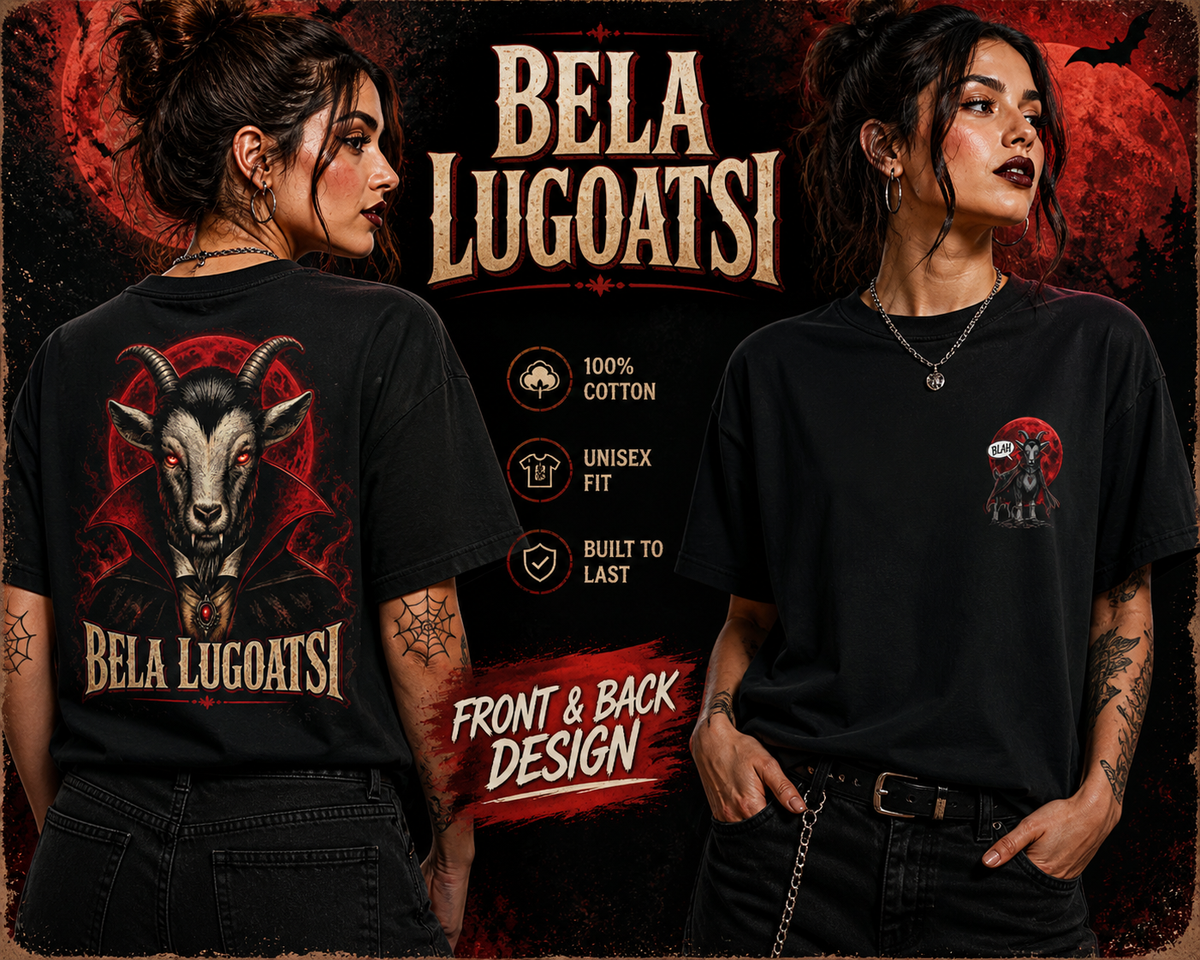 Bela Lugoatsi Shirt, Funny Gothic Goat Vampire Tee