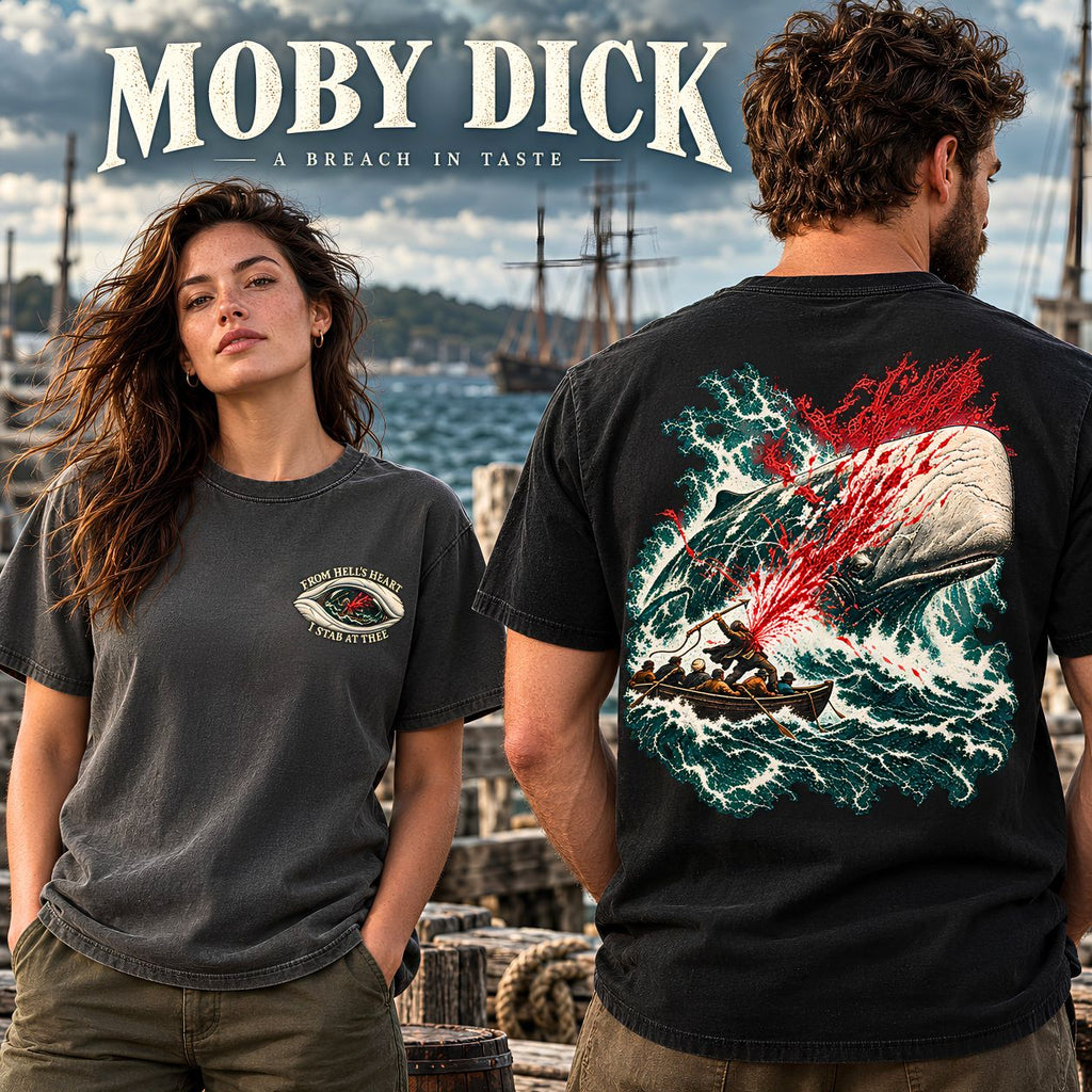 Moby Dick Captain Ahab nautical whale illustration literary T-shirt