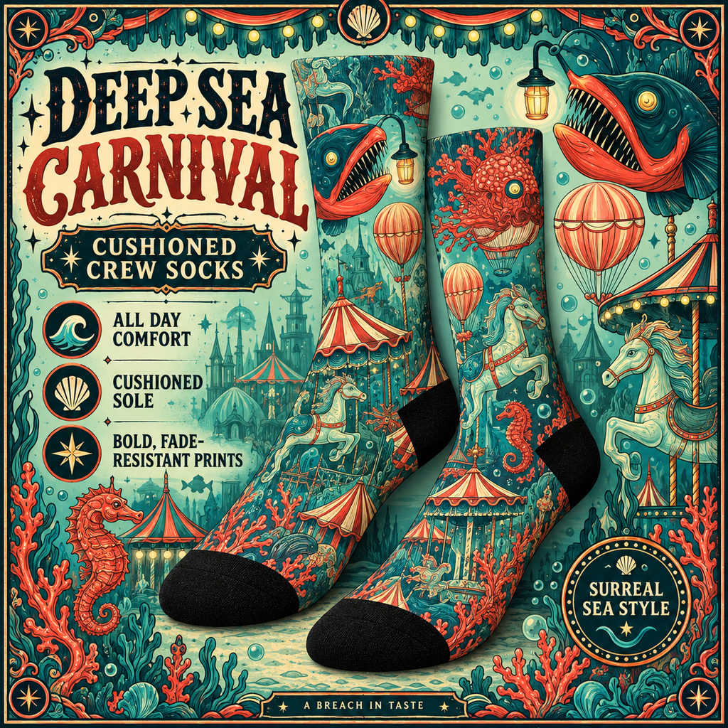 Deep Sea Carnival Crew Socks | Anglerfish Coral & Carousel