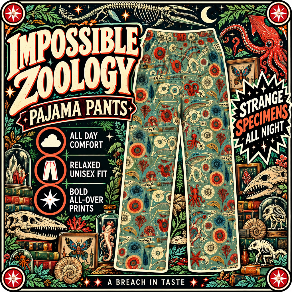 Impossible Zoology Pajama Pants | Teal Skeleton Specimen Print