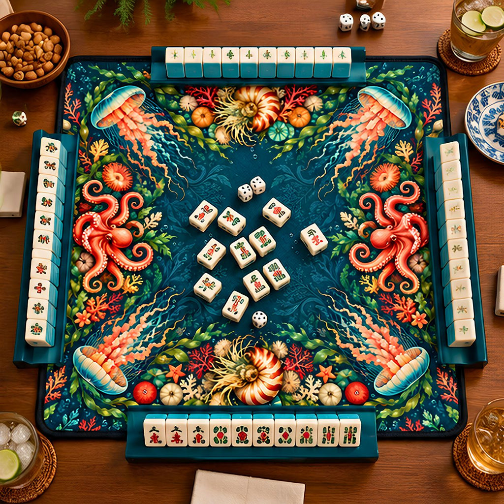 Cabinet of Tides, Ocean Inspired American Mahjong Mat