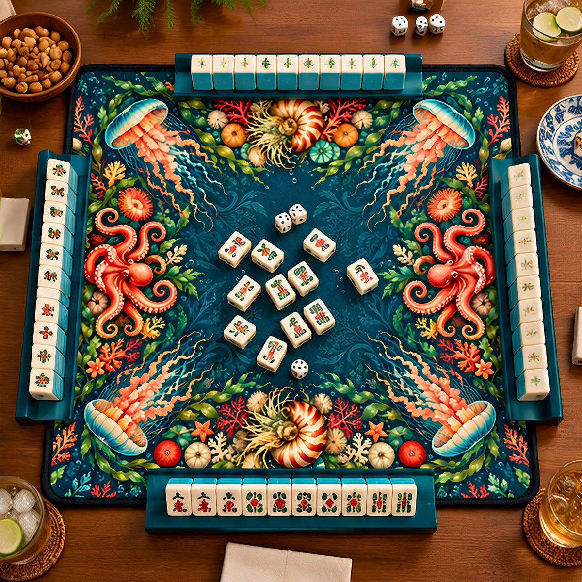 Cabinet of Tides, Ocean Inspired American Mahjong Mat