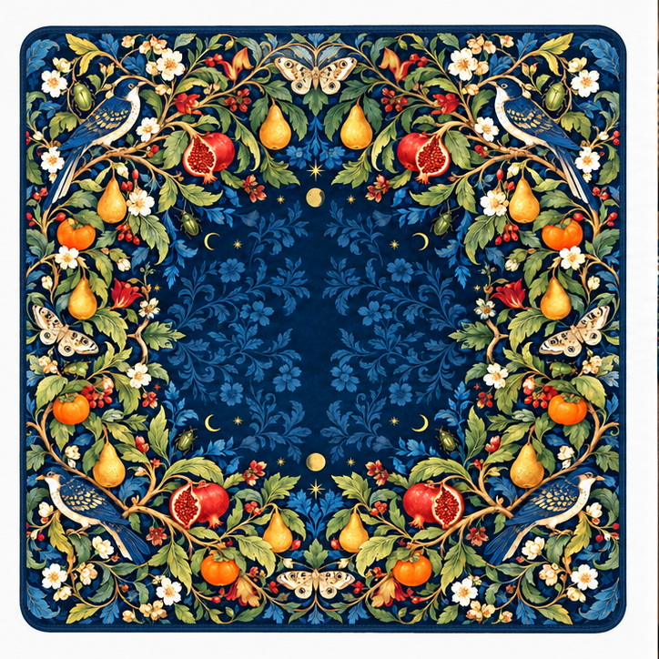 Botanical Pomegranate and Pear Pattern Mahjong Mat
