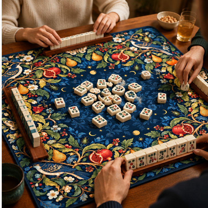 Botanical Pomegranate and Pear Pattern Mahjong Mat