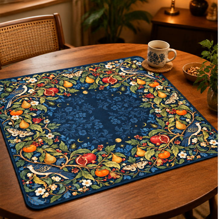 Botanical Pomegranate and Pear Pattern Mahjong Mat