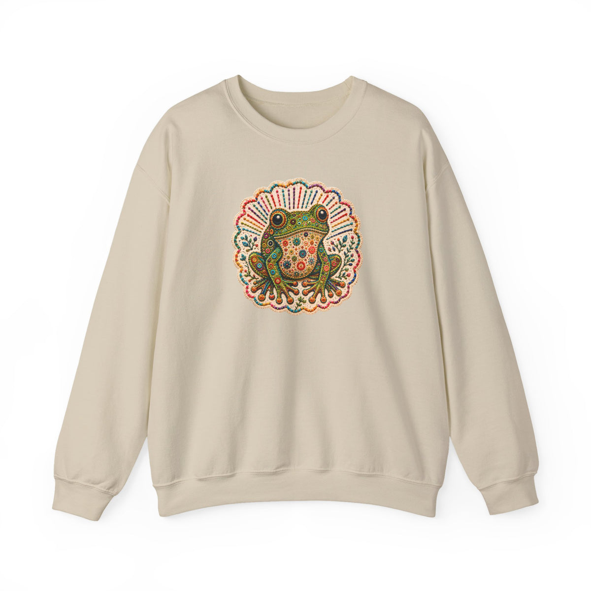 Colorful Folk Art Frog sweatshirt | Retro Floral Amphibian