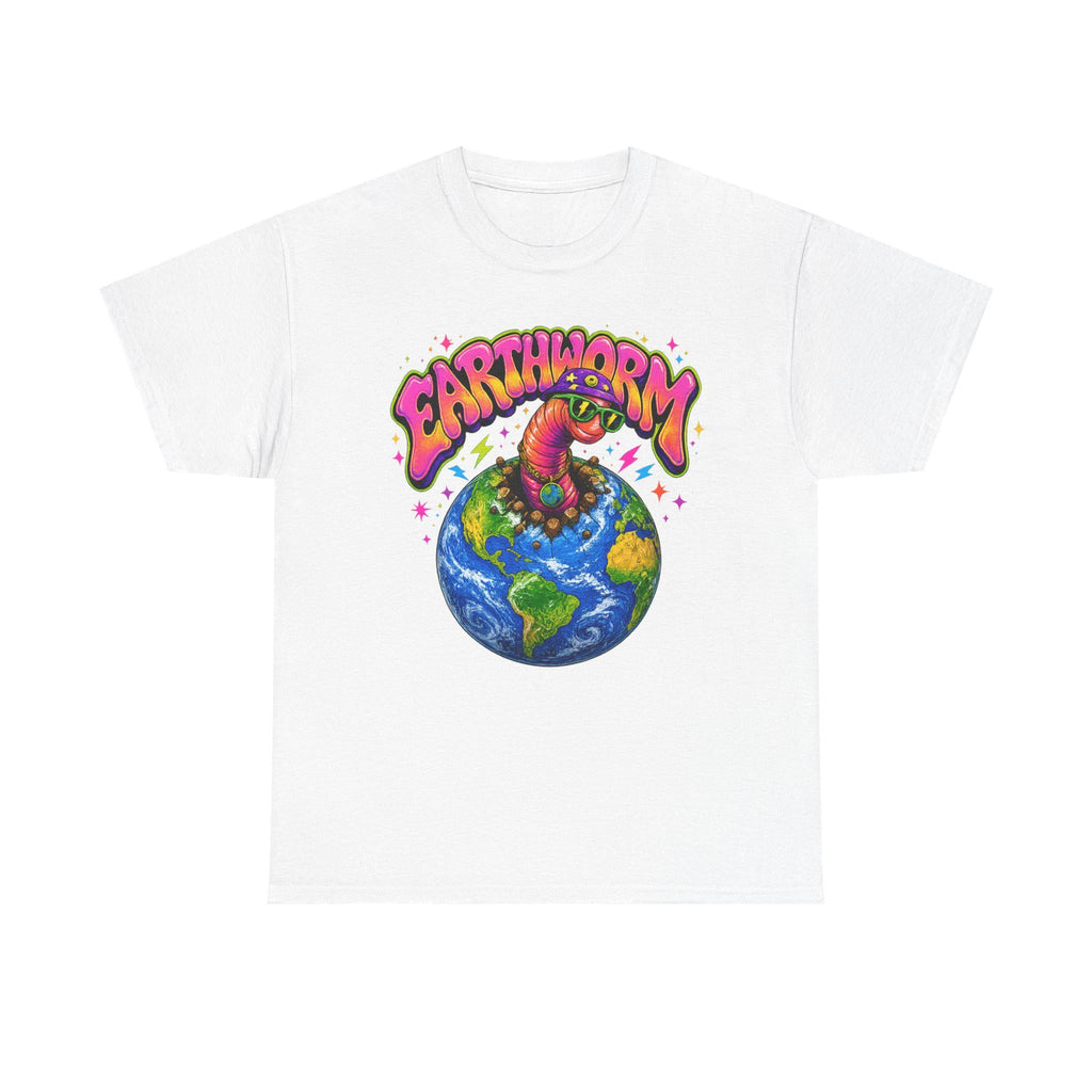 Psychedelic Earthworm T-Shirt, Funky Cartoon Worm, Vaporwave Streetwear Tee