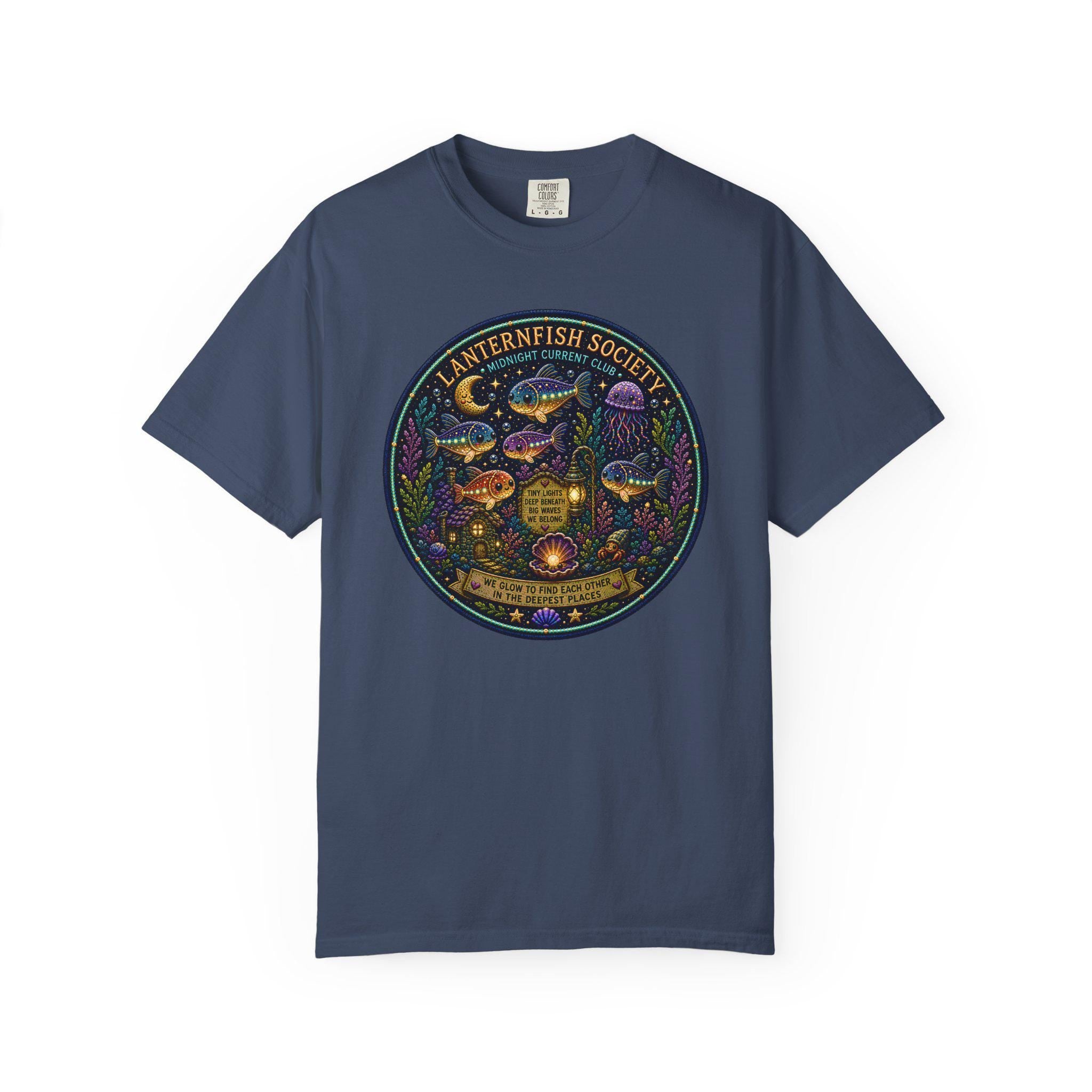 Lanternfish Society Shirt, Bioluminescent Deep Sea Marine Life Tee, Comfort Colors 1717