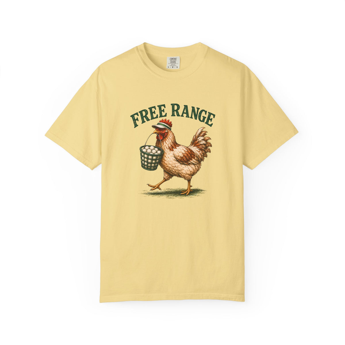 Free Range Chicken Golf Shirt, Funny Golfer Tee, Golfing Chicken T Shirt, Vintage Golf Shirt, Golf Gift for Men Women, Comfort Colors Tee