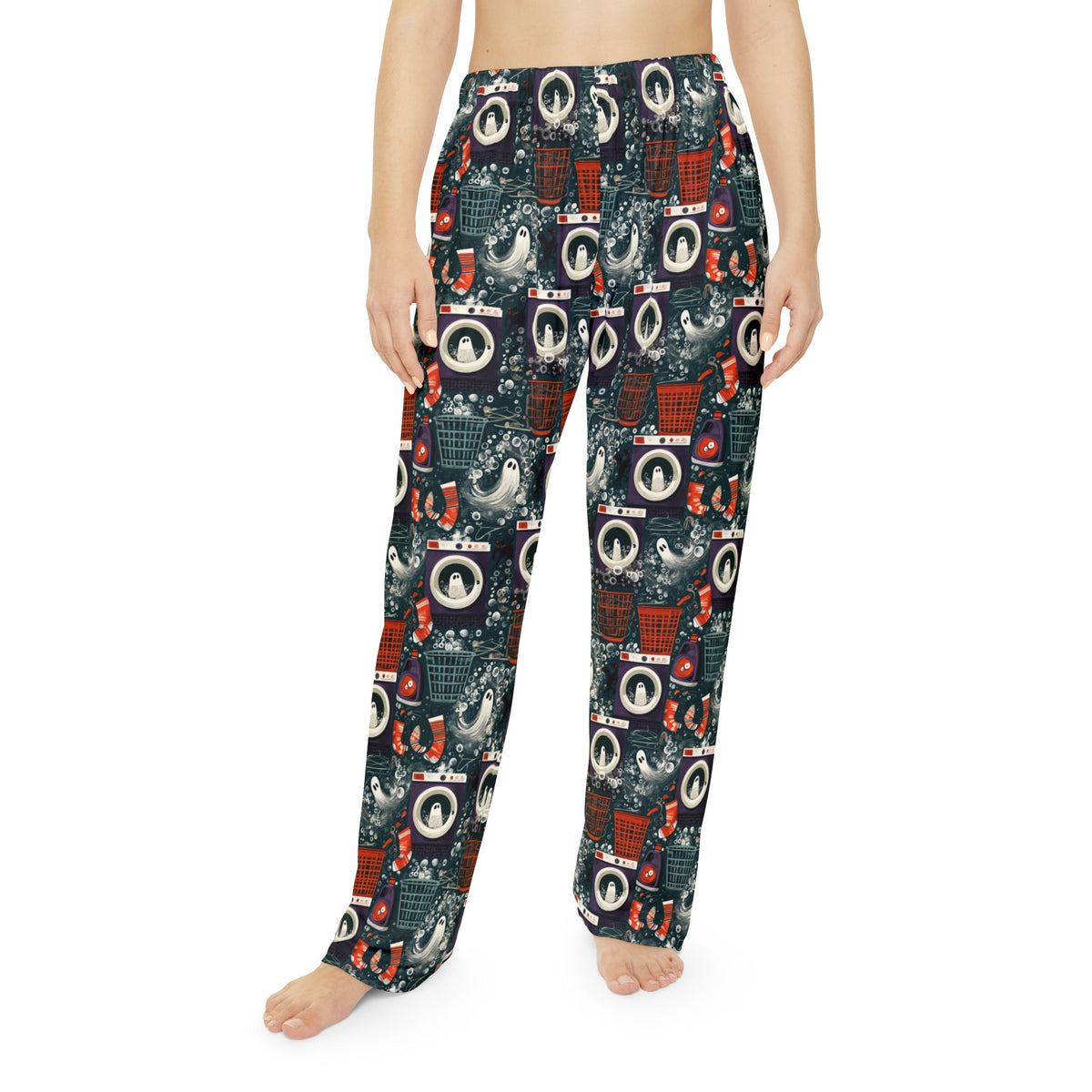 Ghost Laundry Pajama Pants | Haunted Washers & Black Cats