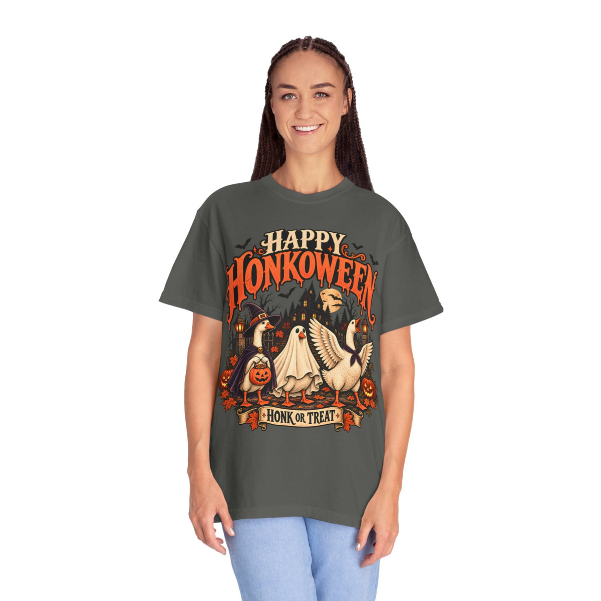 Happy Honkoween Goose Shirt, Funny Halloween Goose Tee, Honk or Treat Comfort Colors Shirt, Spooky Bird Fall Graphic Tee