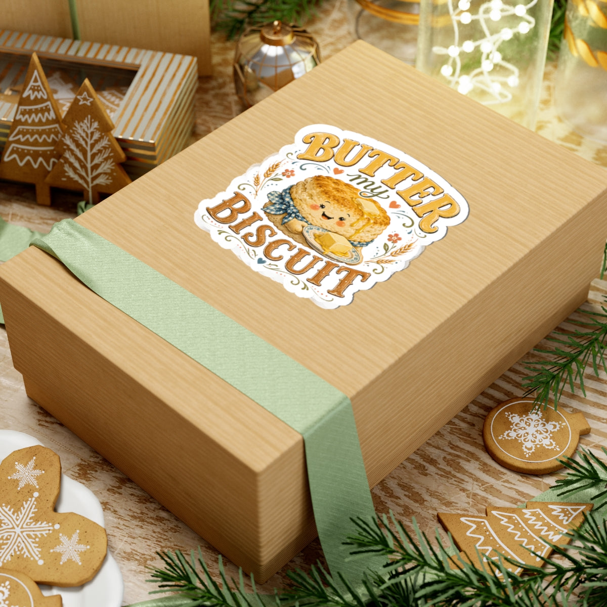 Butter My Biscuit Sticker | Cute Kawaii Biscuit Illustration, Kiss-Cut Vinyl