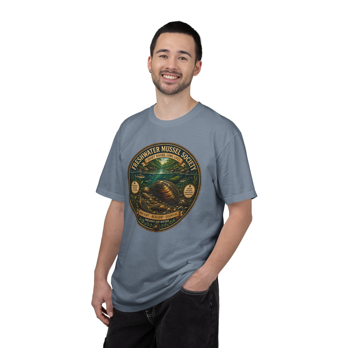 Freshwater Mussel Society Shirt, River Conservation Tee, Marine Biology Gift, Comfort Colors Nature Shirt, Aquatic Ecology Graphic Tee