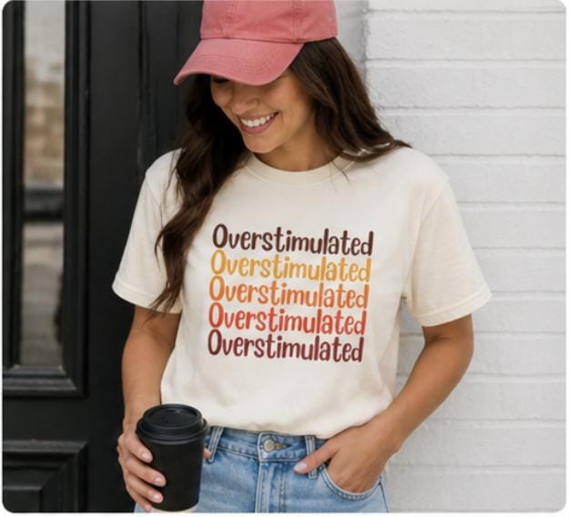 Overstimulated Shirt, Funny Mental Health Tee, Introvert Social Battery Low Graphic Tee