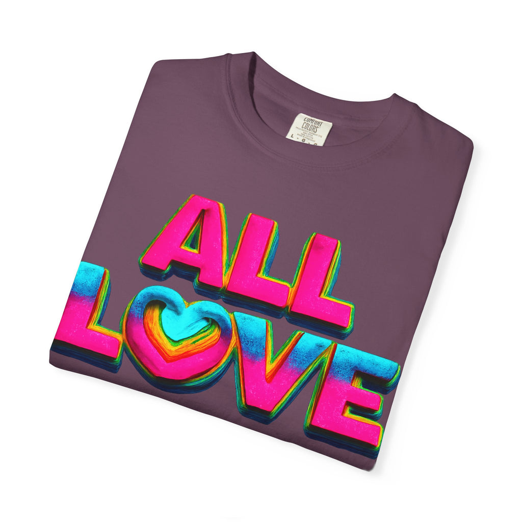 All Love Shirt, Retro Colorful Tee, Positive Vibes Shirt, Heart Graphic Tee, Bright Aesthetic T-Shirt, Feel Good Shirt, Gift for Friends