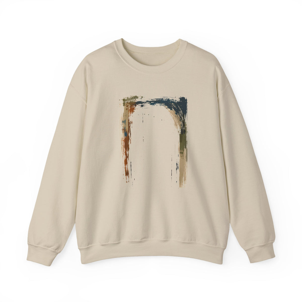 Abstract Grunge Square Sweatshirt | Minimal Distressed Art, Neutral Tones