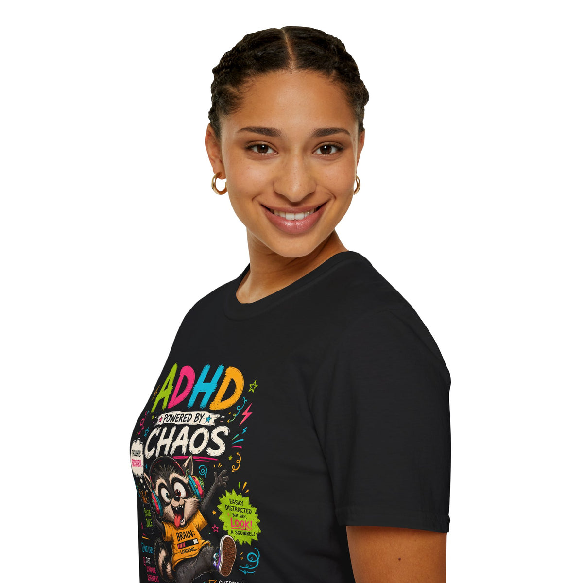 Funny ADHD Shirt for Adults, ADHD Raccoon Tee, Neurodivergent Gift, ADHD Humor Graphic Shirt, Powered by Chaos Tee