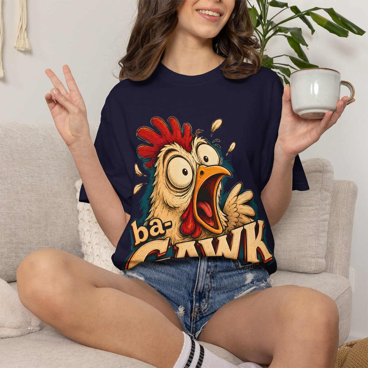 ba-GAWK Chicken Shirt | Funny Chicken Graphic Tee | Comfort Colors Farm Humor Shirt | Vintage Chicken Lover Gift | Gawking Chicken Tee