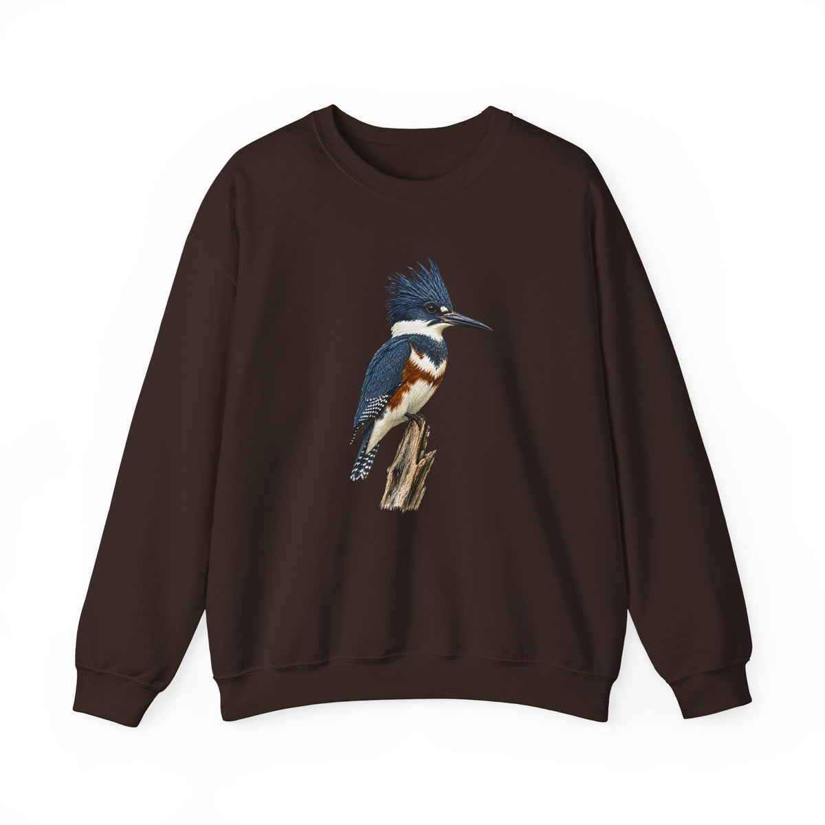 Belted Kingfisher Illustration Sweatshirt | Vintage Bird Art, Nature Lover