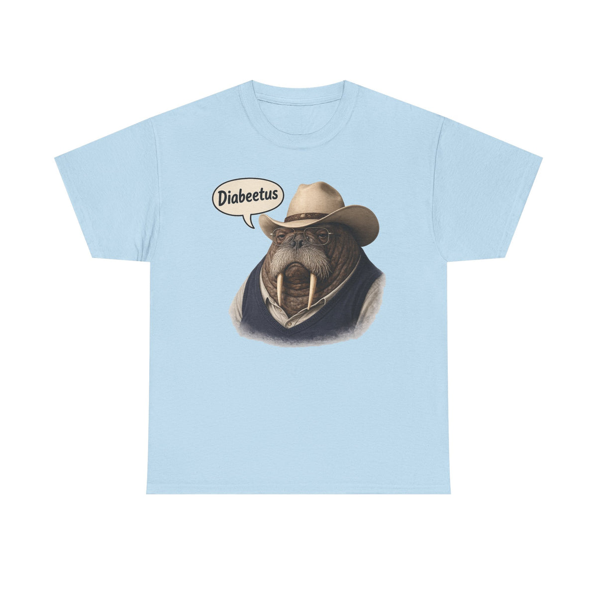 Funny Walrus Cowboy Shirt, Diabetes Humor Tee, Western Walrus Graphic Tee, Meme Shirt, Gift for Him Her, Vintage Style Animal Shirt