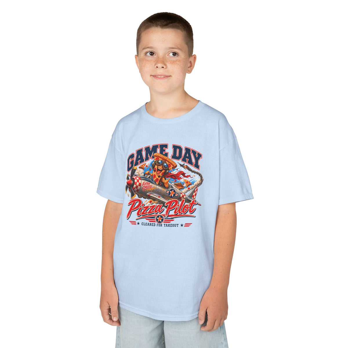 Game Day Kids Shirt, Football Kids Tee, Pizza Pilot Shirt, Funny Football Shirt for Boys Girls, Game Day Pizza Tee