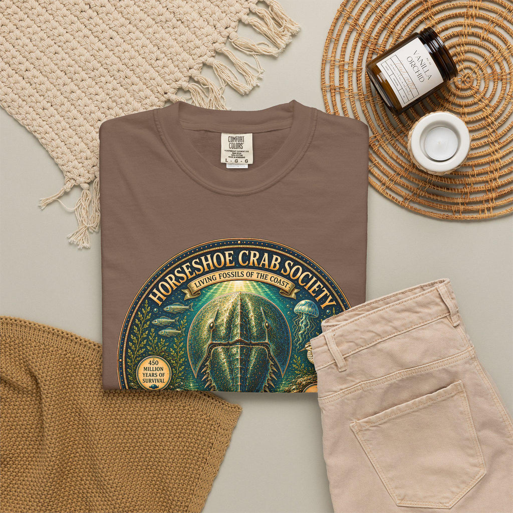 Horseshoe Crab Society Shirt, Living Fossil Marine Biology Tee, Coastal Ocean Wildlife Graphic