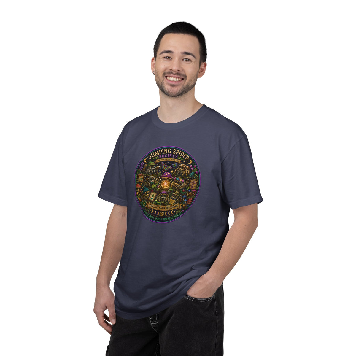 Jumping Spider Society Shirt, Curiosity Is Our Superpower Tee, Cute Spider Shirt, Woodland Nature T-Shirt, Cottagecore Gift, Entomology Art