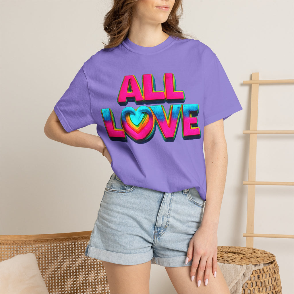 All Love Shirt, Retro Colorful Tee, Positive Vibes Shirt, Heart Graphic Tee, Bright Aesthetic T-Shirt, Feel Good Shirt, Gift for Friends