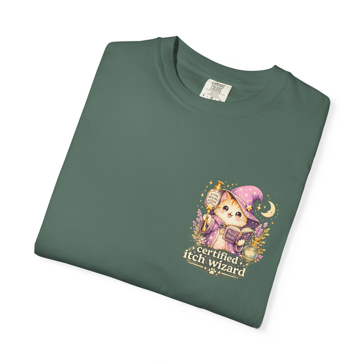 Certified Itch Wizard Shirt, Cute Eczema Tee, Funny Sensitive Skin Shirt, Cottagecore Wizard Cat Tee, Comfort Colors Graphic Tee