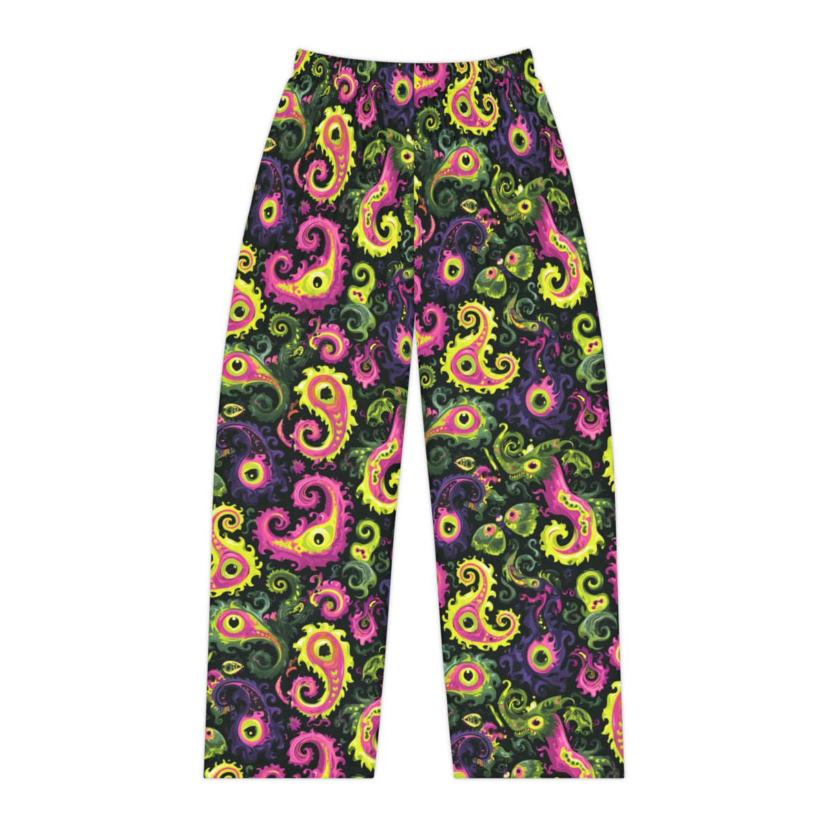 Neon Monster Paisley Pajama Pants | Pink Green Psychedelic Eyes