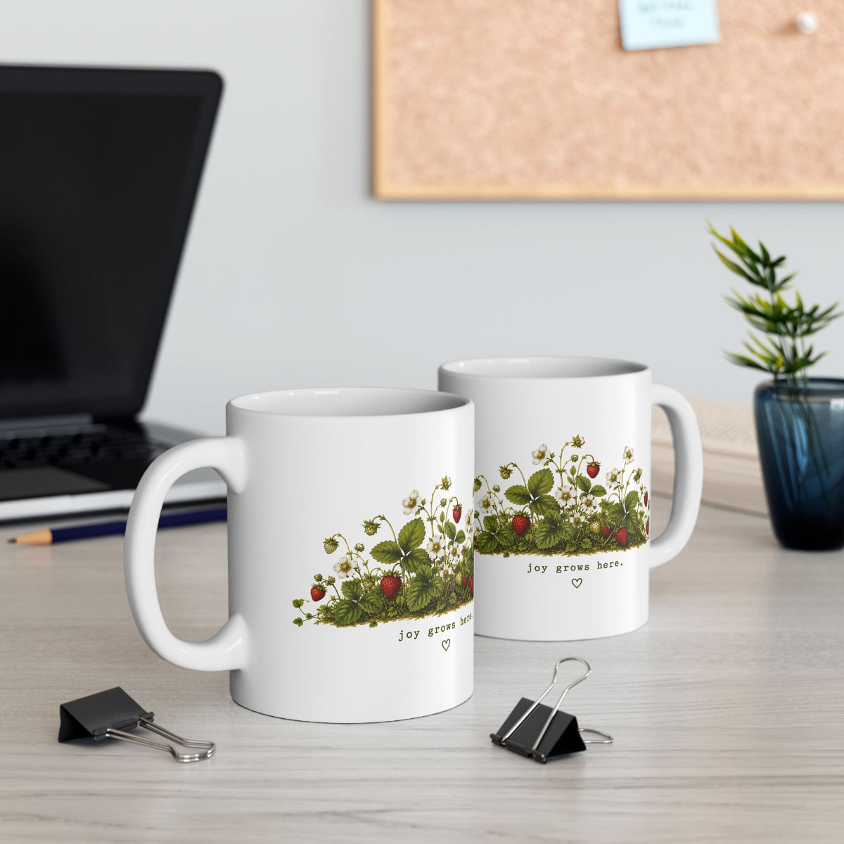 Wild Strawberry Botanical Mug | Vintage Floral Ceramic Mug