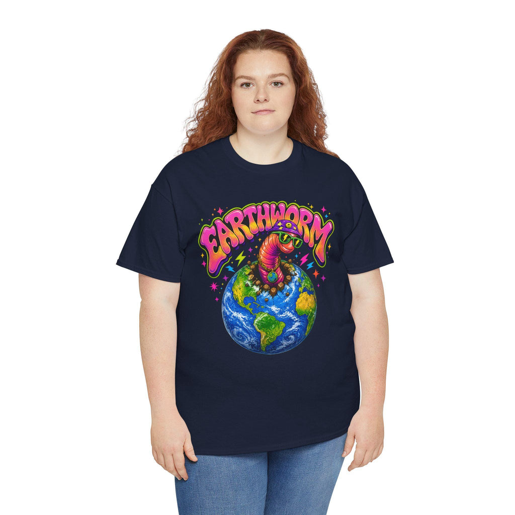 Psychedelic Earthworm T-Shirt, Funky Cartoon Worm, Vaporwave Streetwear Tee