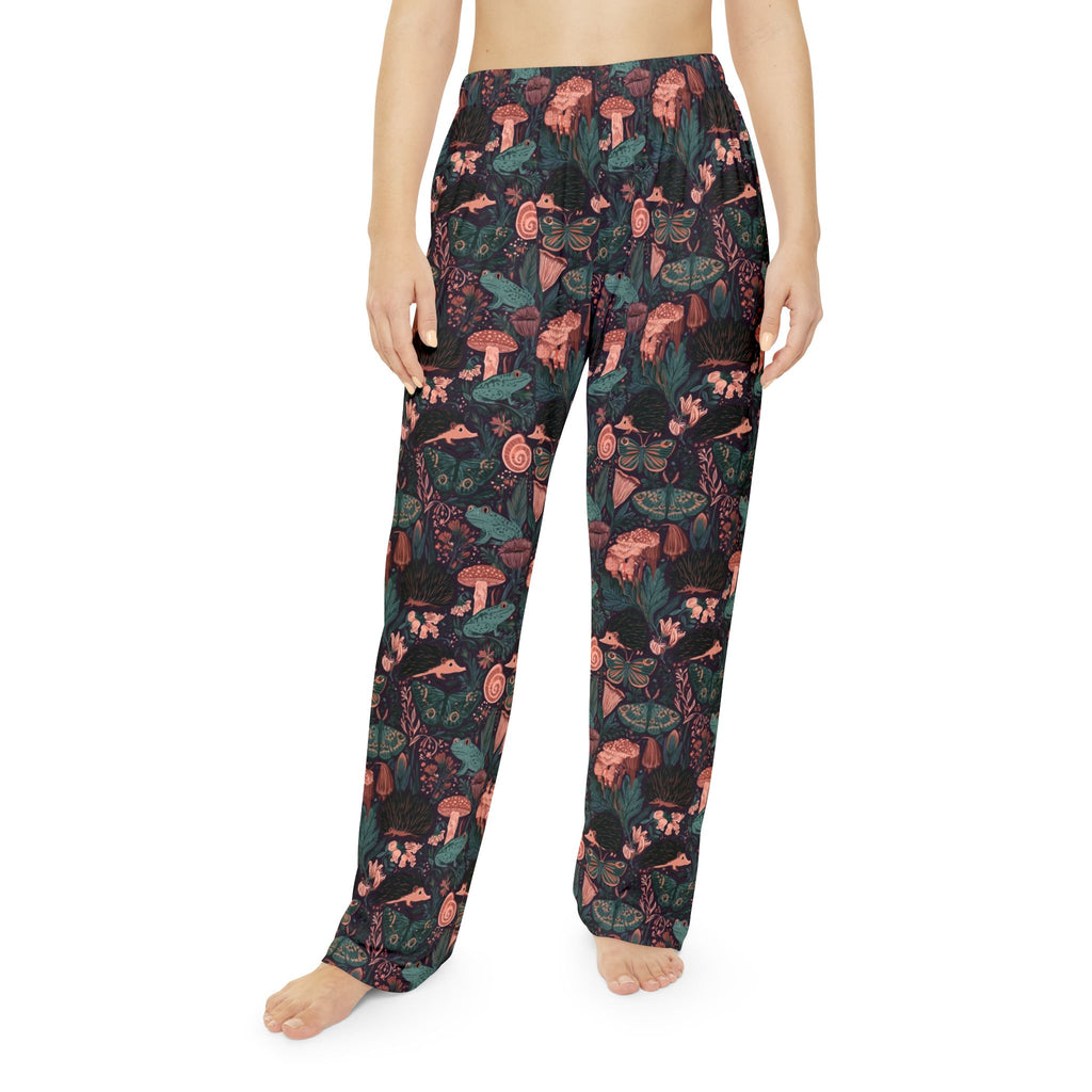 Nocturnal Garden Pajama Pants | Hedgehog Frog Moth Print