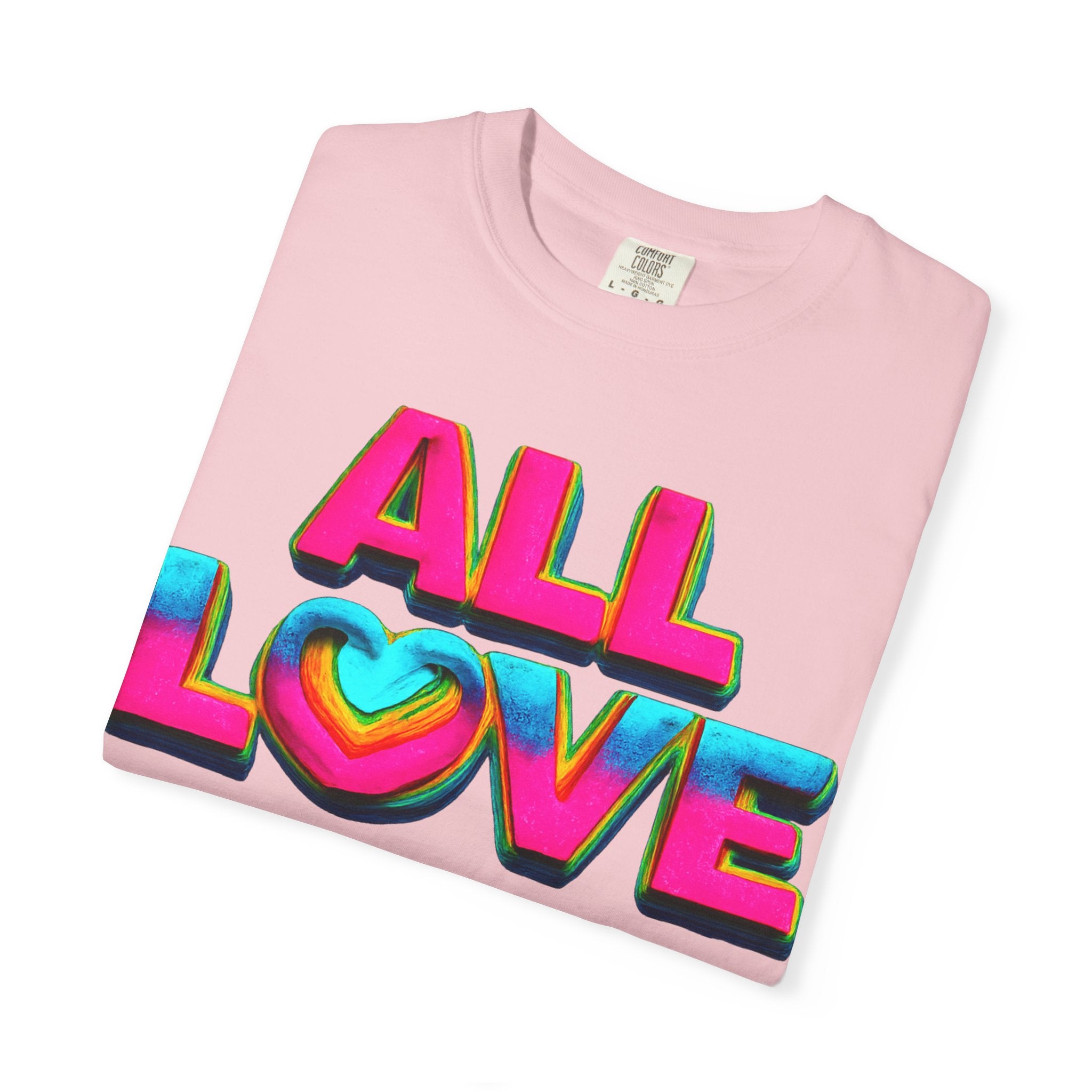 All Love Shirt, Retro Colorful Tee, Positive Vibes Shirt, Heart Graphic Tee, Bright Aesthetic T-Shirt, Feel Good Shirt, Gift for Friends