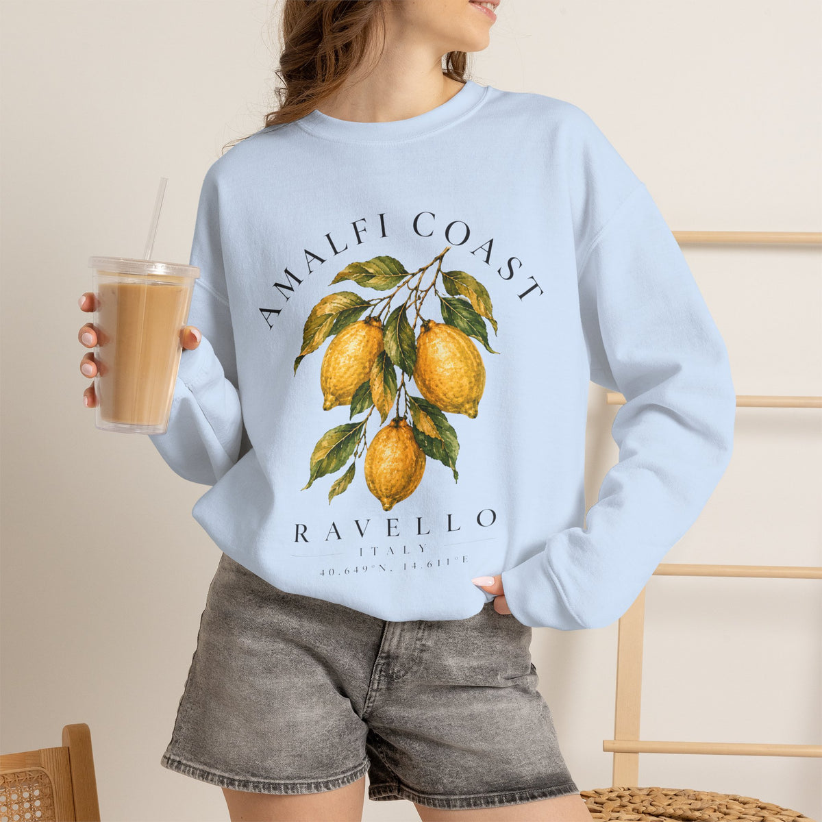 Amalfi Coast Lemon Branch sweatshirt | Ravello botanical citrus design