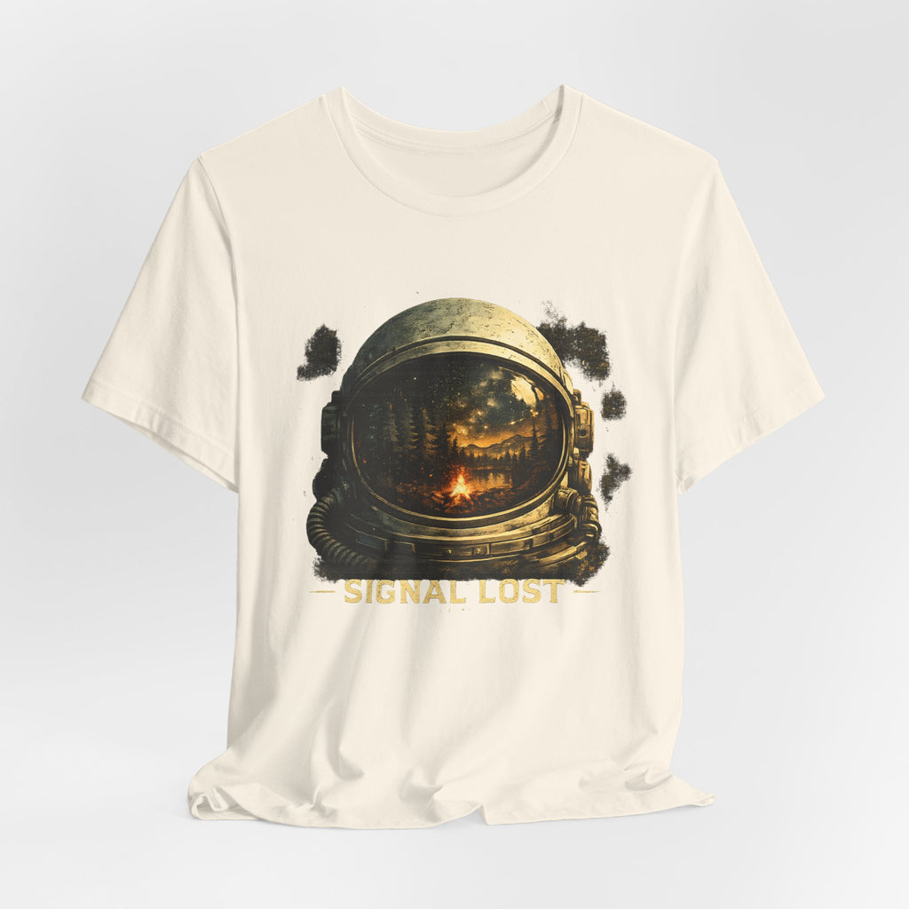 Signal Lost Astronaut Shirt, Camping Space Tee, Nature Escape Graphic, Cosmic Wilderness Stargazing Outdoor Shirt