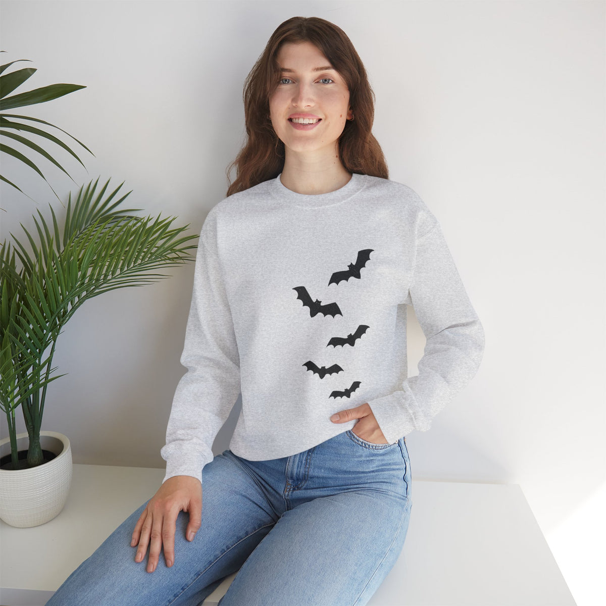 Flying Bats crewneck sweatshirt | Halloween bat silhouette