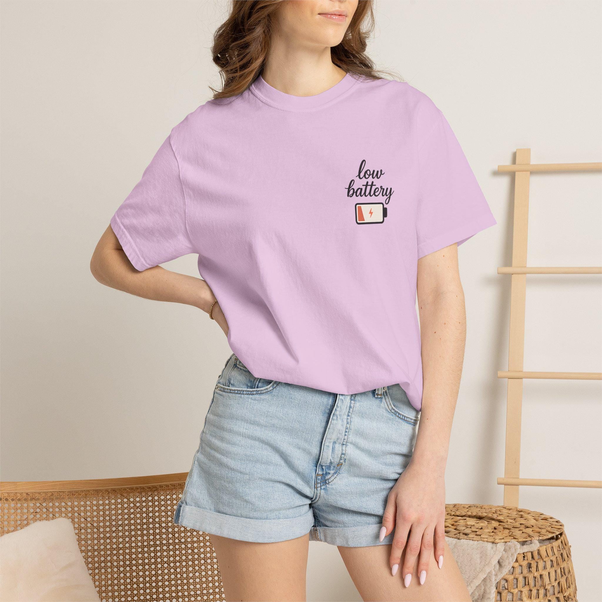 Low Battery Moms Club, Funny Tired Mom Tee, Motherhood Humor, Coffee Prayers Back Print