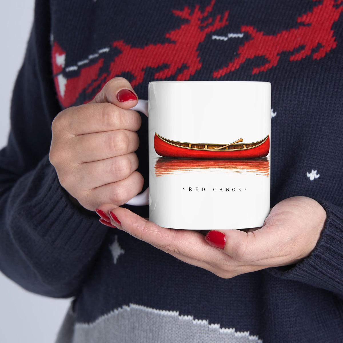 Red Canoe Ceramic Coffee Mug | Canoe Lover Gift | Lake House Mug | 11oz & 15oz