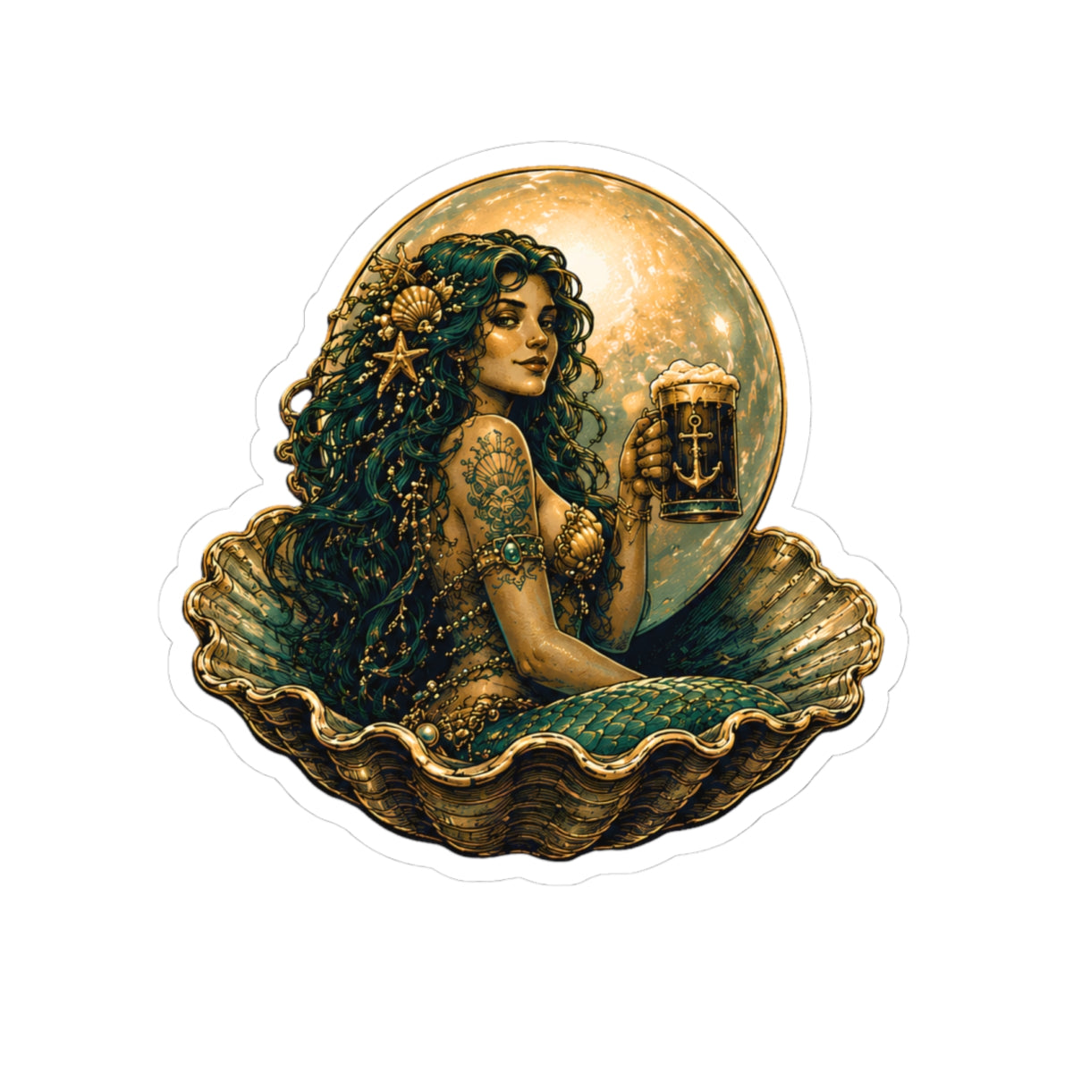 The Murky Pearl Mermaid Kiss-Cut Sticker | Fantasy Mermaid Vinyl Decal