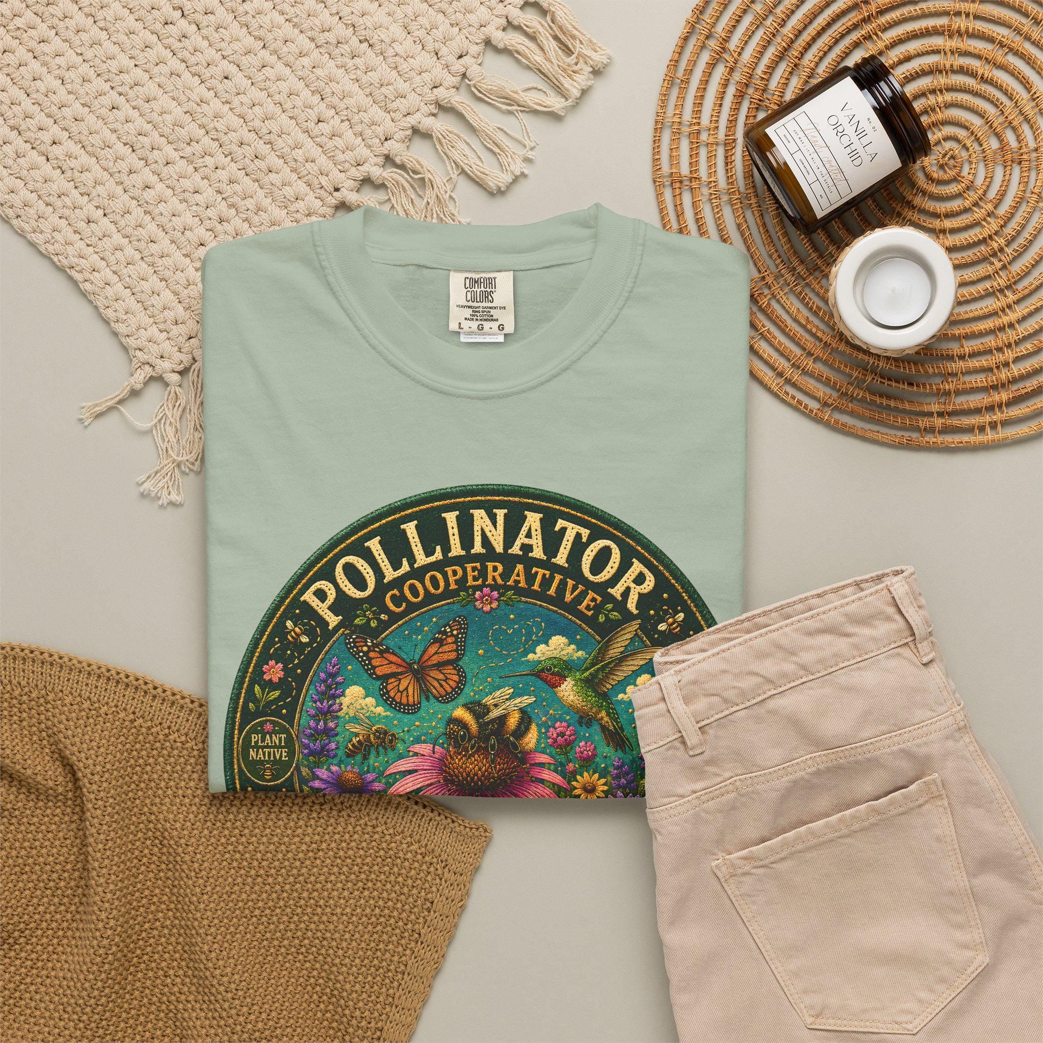 Pollinator Cooperative Shirt, Native Plants, Bee Butterfly Hummingbird Tee