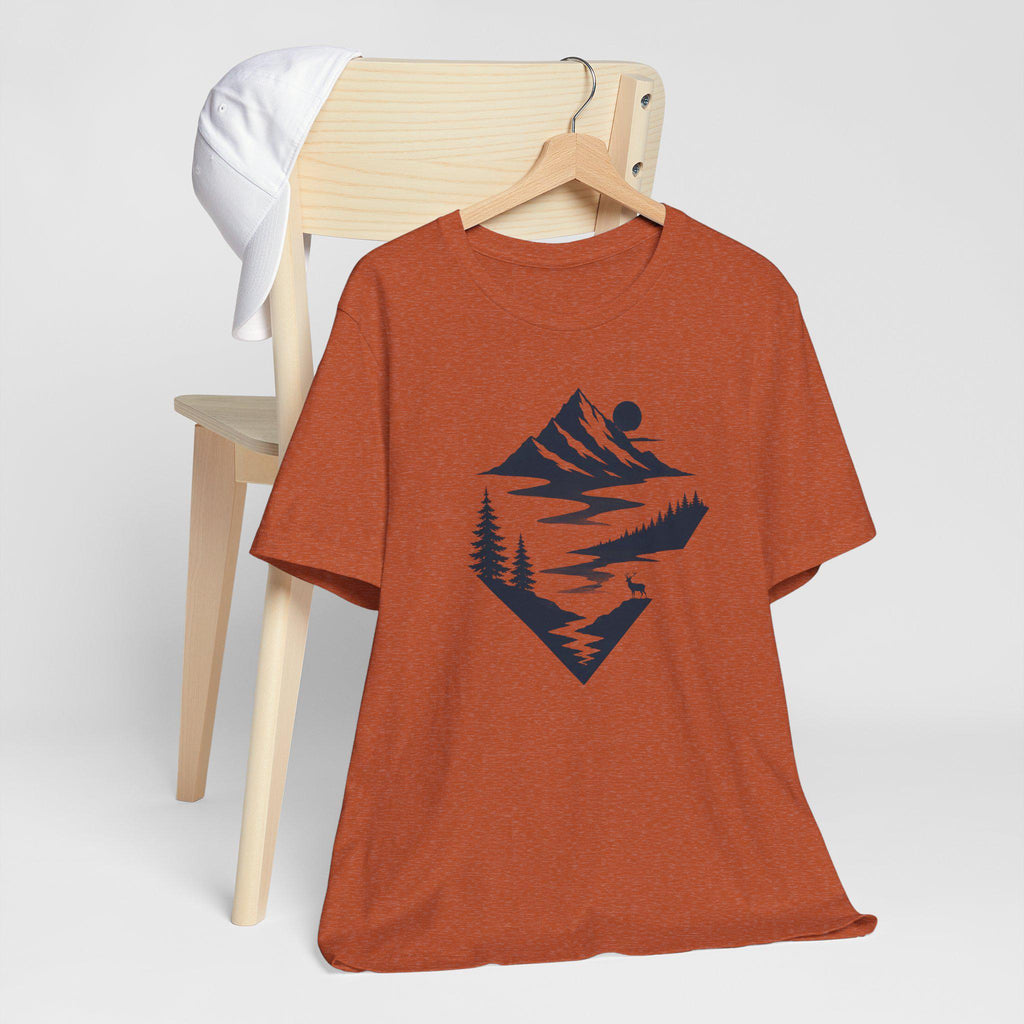 Mountain Landscape Graphic Tee | Bella Canvas 3001 Outdoor Adventure Shirt